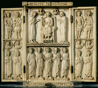 Il trittico di Harbaville che raffigura Cristo in trono con la Vergine e San Giovanni Battista, altri pannelli raffiguranti santi, da Costantinopoli da Byzantine