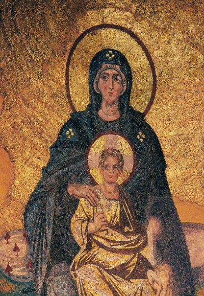 Vergine e Bambino in trono (mosaico) da Byzantine Byzantine