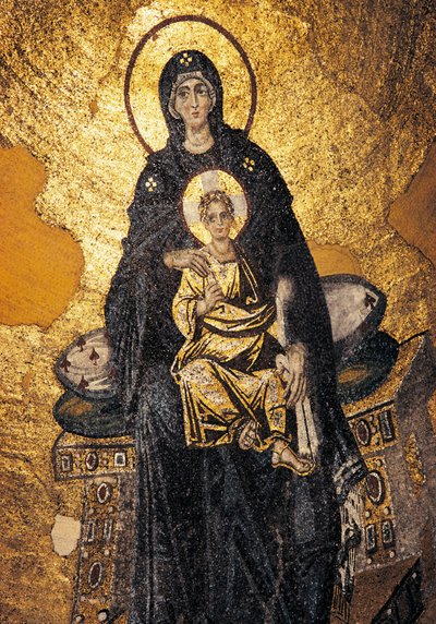 Vergine e Bambino in trono (mosaico) da Byzantine Byzantine