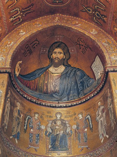 Cristo Pantocratore e la Madonna in trono con angeli e apostoli, dall