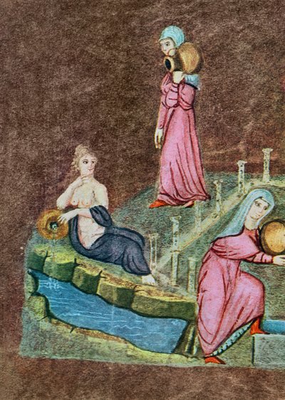 Rebecca ed Eliezer al pozzo, dal Vienna Genesis da Byzantine School