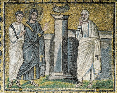 Gesù predice il rinnegamento di Pietro, Scene della vita di Cristo (mosaico) da Byzantine School
