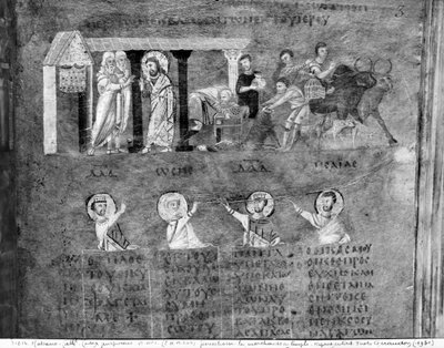 Ms EAB 664 Gesù scaccia i mercanti dal Tempio, dal Codex Purpureus da Byzantine School