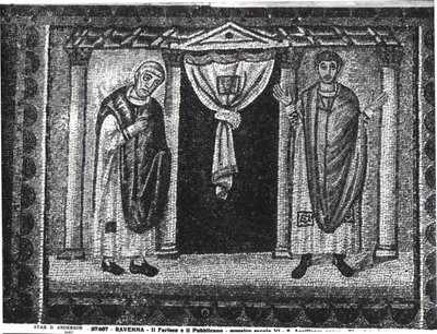Parabola del Fariseo e del Pubblicano (mosaico) da Byzantine School