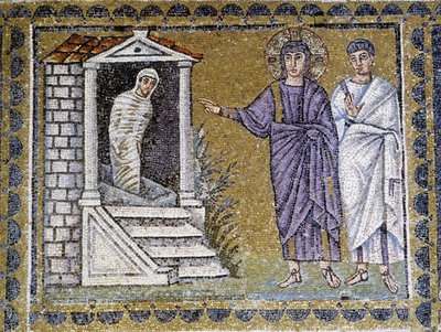 Resurrezione di Lazzaro, mosaico murale nella chiesa di Sant