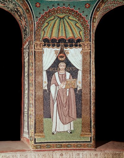 Il vescovo ecclesia (dettaglio di mosaici, VI secolo) da Byzantine School