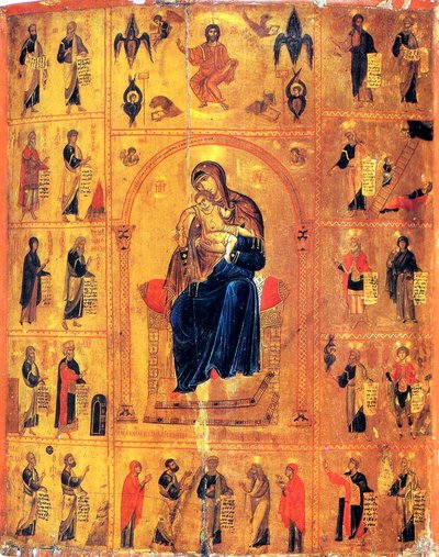 Vergine e bambino con santi, inizio XII secolo da Byzantine icon.