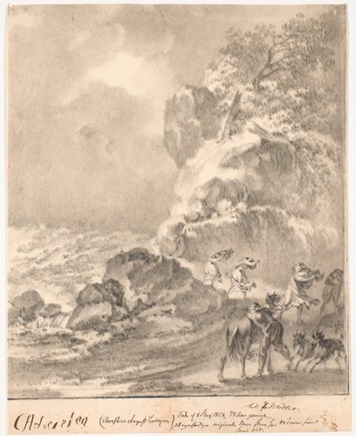 Costa rocciosa con figure nella tempesta da C.A. Lorentzen