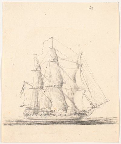 Nave da guerra a vele spiegate da C.A. Lorentzen