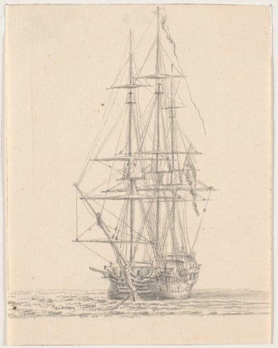 Nave da guerra con vele spiegate da C.A. Lorentzen
