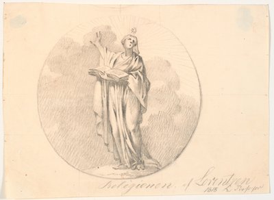Simbolo della religione. Una donna in piedi con un libro da C.A. Lorentzen