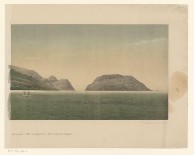 Vista sulla costa di Groot-Atjeh, con la flotta della Prima Spedizione di Atjeh da C.A. Whitten