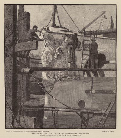 Preparativi per la Regina Vittoria al cantiere navale di Portsmouth da C.A. Wilkinson