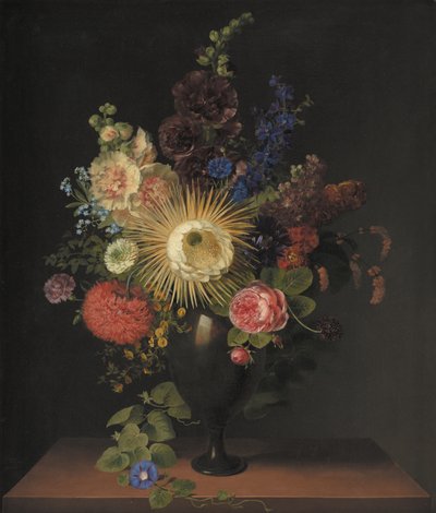Un cactus grandiflora e altri fiori in un vaso di porfido da C.D. Fritzsch