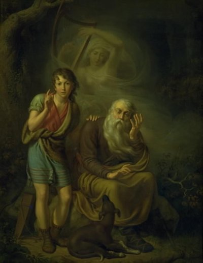 Ossian e il figlio di Alpin ascoltano lo spirito di Malvina che tocca l