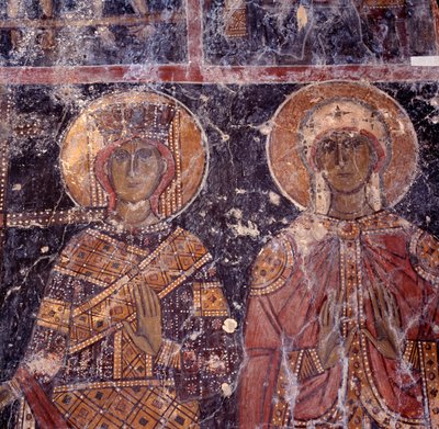 Affresco nella chiesa bizantina di Agios Nikolaos, Maza, Creta, Grecia da J.B. and Brown J. Rowbotham
