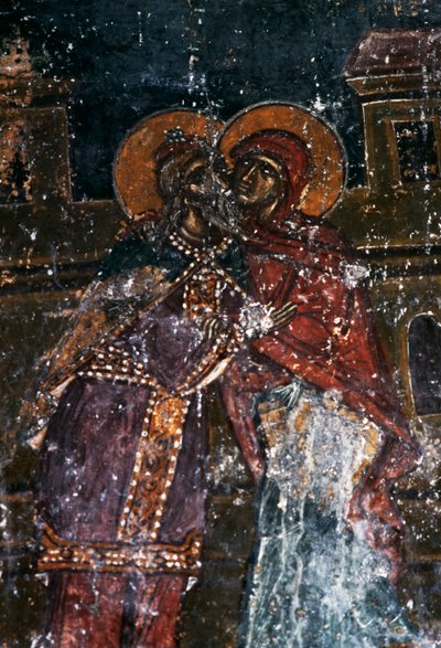 Affresco di santi nella chiesa di Agios Ioannis Prodromos, Margarites, Creta, Grecia (foto) da J.B. and Brown J. Rowbotham