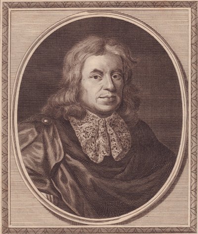 Ritratto del medico inglese Thomas Sydenham, incisione in rame di John Goldar da un dipinto di P Lely da J.B. and Brown J. Rowbotham