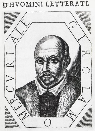 Ritratto di Girolamo Mercuriale (1530-1606), medico e filosofo italiano, disegno a inchiostro da J.B. and Brown J. Rowbotham