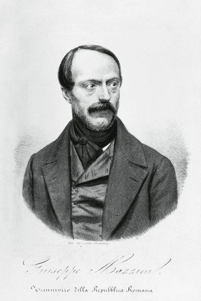 Ritratto di Giuseppe Mazzini (1805-1872), patriota, politico, filosofo e giornalista italiano, incisione da J.B. and Brown J. Rowbotham