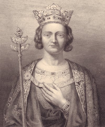 Ritratto di Re Filippo V di Francia, Alto (1293-1322), incisione, 9x7 cm, da Galerie Historique de Versailles, Histoire de France, Charles Gavard Editore, Parigi, circa 1840 da J.B. and Brown J. Rowbotham