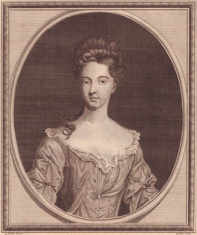 Ritratto di Margaret Cecil, contessa di Ranelagh (1672 o 1673-1728), incisione in rame di John Goldar (1729-1795) da un dipinto di G Kneller da J.B. and Brown J. Rowbotham