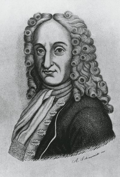 Ritratto di Pietro Antonio Michelotti (1673-1740), medico e iatromatematico italiano, incisione di Schiavonetti da J.B. and Brown J. Rowbotham