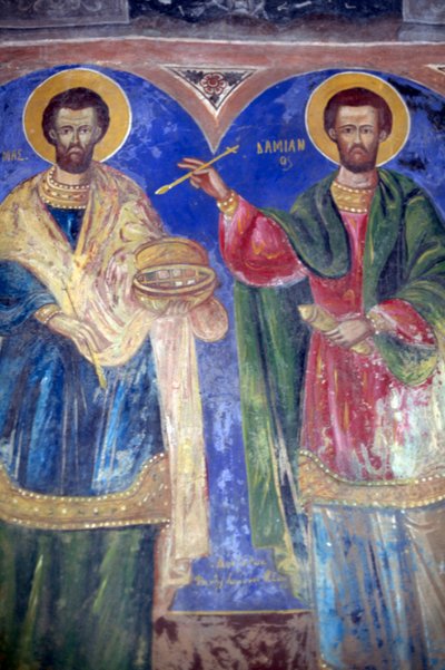Santi Cosma e Damiano, Monastero di Megalo Sotiris, isola di Symi, Grecia (foto) da J.B. and Brown J. Rowbotham