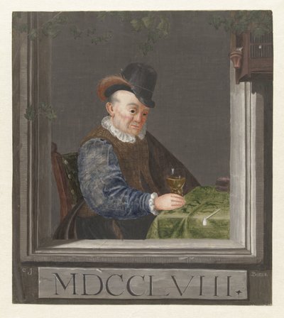 Uomo seduto con un bicchiere in mano da C.J. Boers
