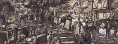 Una scena parrocchiale del XVII secolo (guazzo su carta) da C.L. Doughty