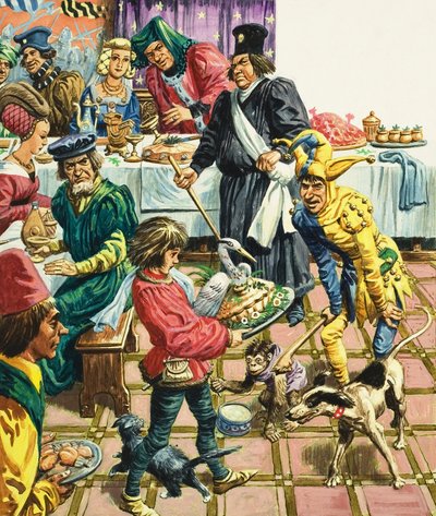 Un banchetto medievale (gouache su carta) da C.L. Doughty