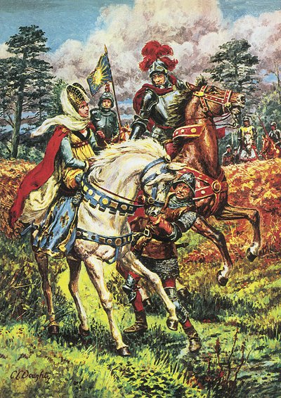 Edoardo IV, Trionfo della Casa di York, illustrazione da "A Pageant of Kings" (litografia a colori) da C.L. Doughty