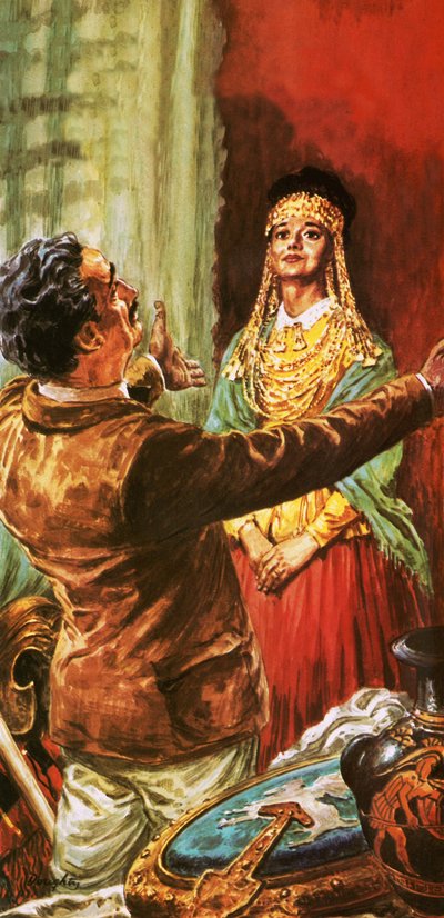 Heinrich Schliemann adorna la moglie con gli ornamenti scavati nel sito dell