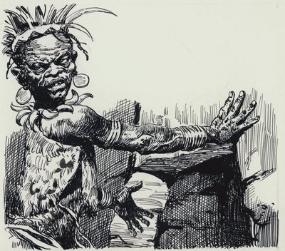Illustrazione per King Solomons Mines (gouache su carta) da C.L. Doughty