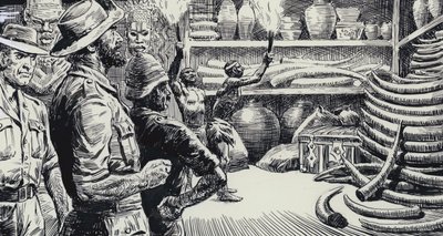 Illustrazione per King Solomons Mines (gouache su carta) da C.L. Doughty