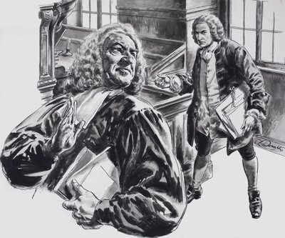 Johann Sebastian Bach (guazzo su carta) da C.L. Doughty