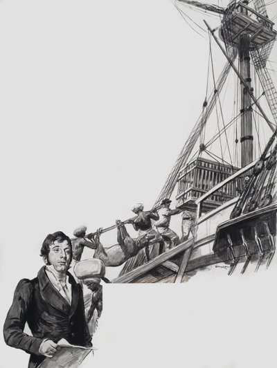 Raffles lascia Singapore (gouache su carta) da C.L. Doughty