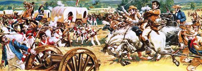 Sam Houston su un cavallo bianco alla carica dei messicani da C.L. Doughty