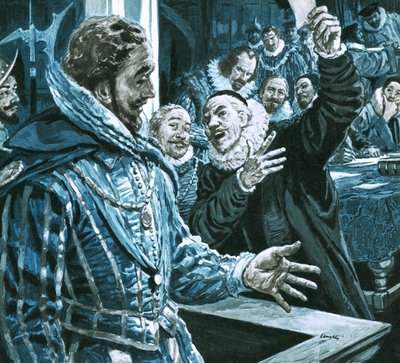 Sir Walter Raleigh si difende dalle accuse di Edward Coke da C.L. Doughty