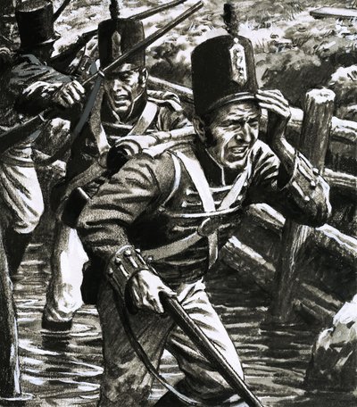 Soldati nelle linee britanniche allagate a Flushing da C.L. Doughty