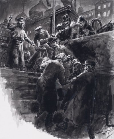 Il tentato suicidio di Tchaikovsky (gouache su carta) da C.L. Doughty