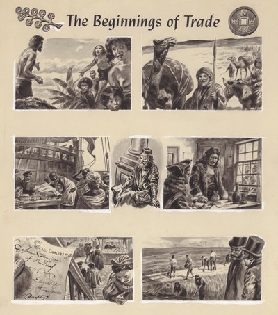Gli inizi del commercio (gouache su carta) da C.L. Doughty