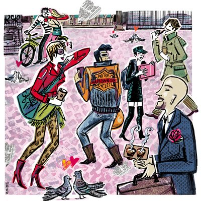 AMORE IN STRADA (inchiostro, collage, digitale) da COSTANZA FAVERO