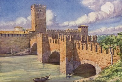 Castel Vecchio, Verona (litografia a colori) da C.T.G. Formili
