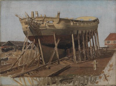 Una corvetta in costruzione. Copenaghen da Christoffer Wilhelm Eckersberg