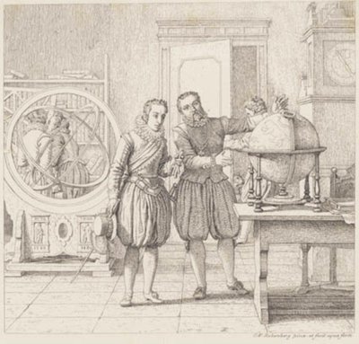 Cristiano IV visita Tycho Brahe a Uranienborg da Christoffer Wilhelm Eckersberg