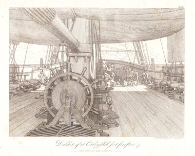 Coperta di una nave da guerra, vista in avanti da Christoffer Wilhelm Eckersberg