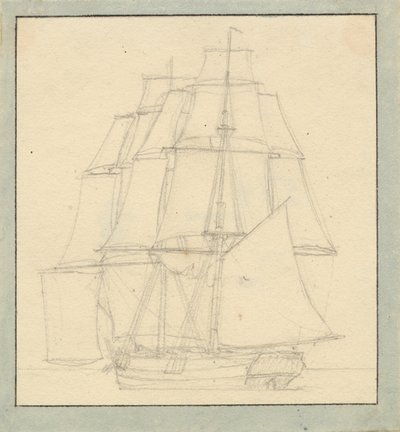 En brig med læsejl da Christoffer Wilhelm Eckersberg