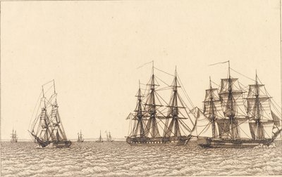 Una brigantina in navigazione. Illustrazione per "Linearperspectiven", Tavola IXb da Christoffer Wilhelm Eckersberg