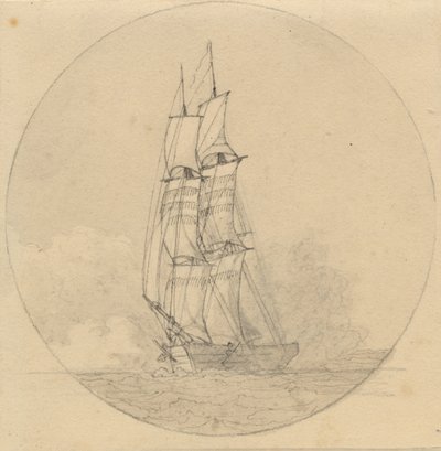 Una brigantina a vela vista di fronte da Christoffer Wilhelm Eckersberg